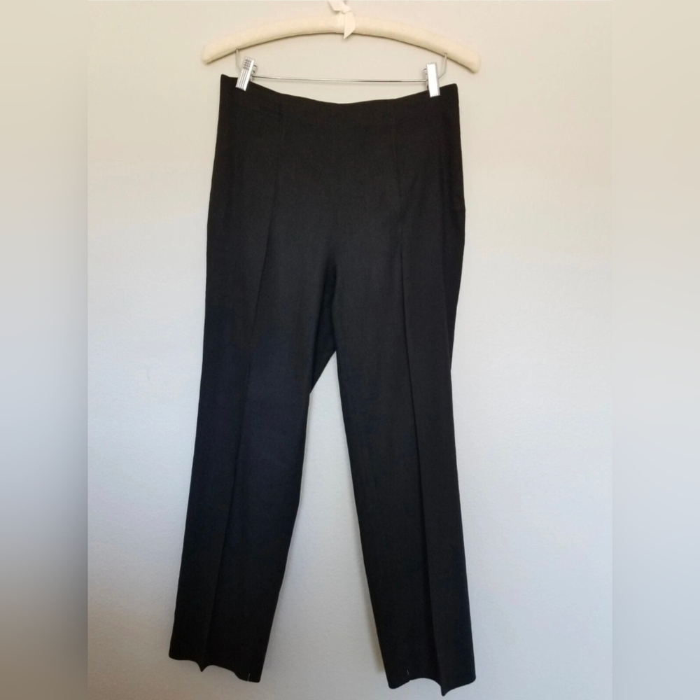 Piazza Sempione Women's Trousers Ankle Straight Legs Side Zip Black Linen Blend